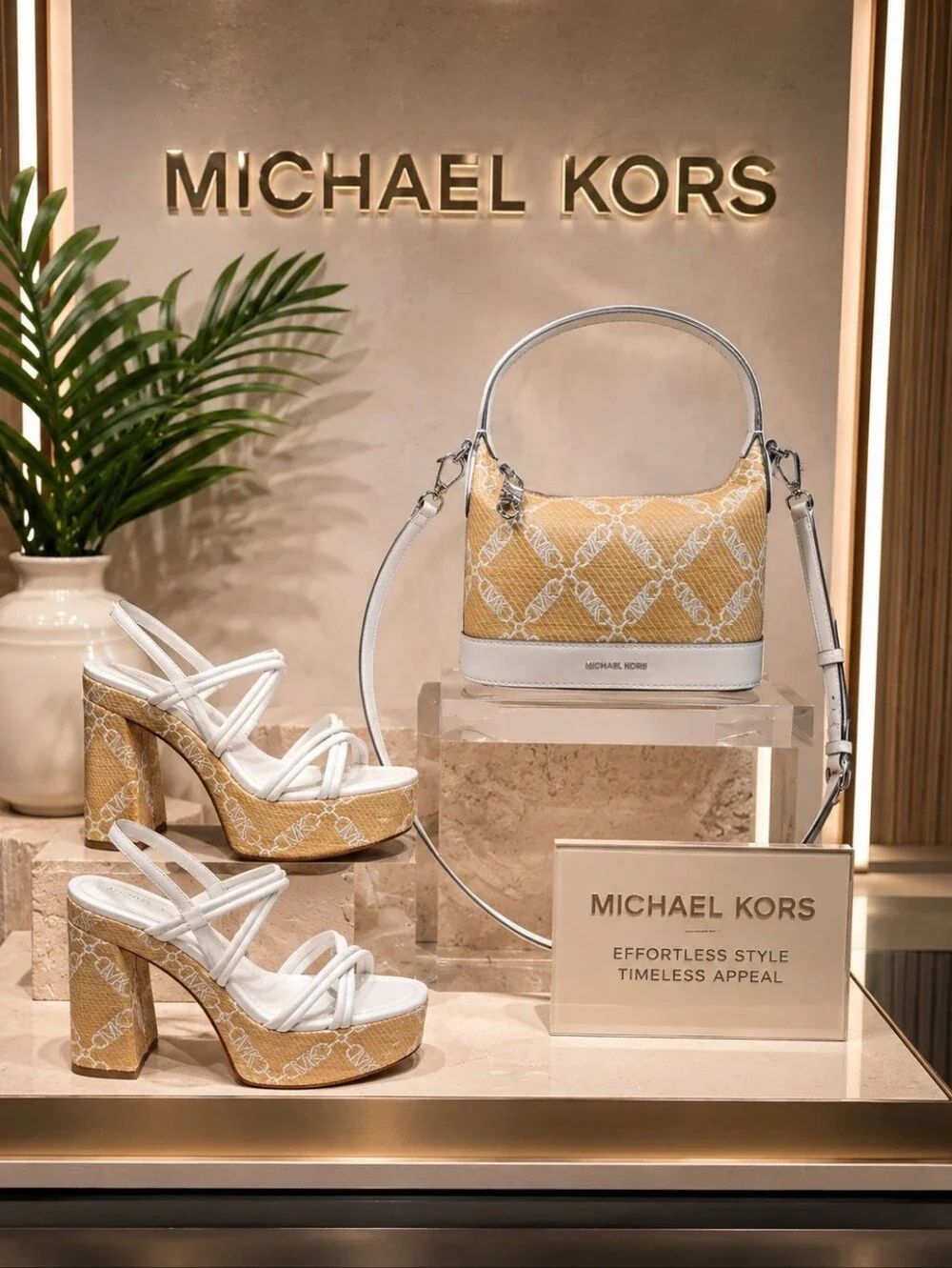 Michael Kors 'Corrine' White Strappy Signature Platform Sandals